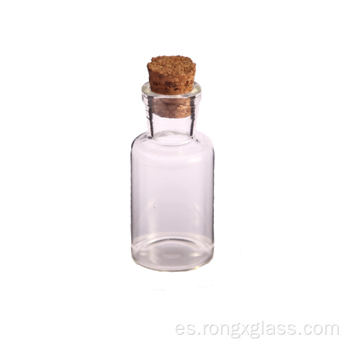 Vial de vidrio de botella transparente con tapón de corcho